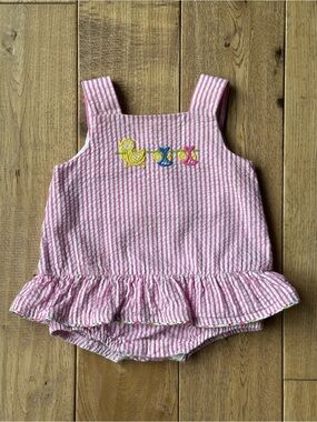 Florence Eiseman Pink Seersucker Bubble Sunsuit size 6 Months